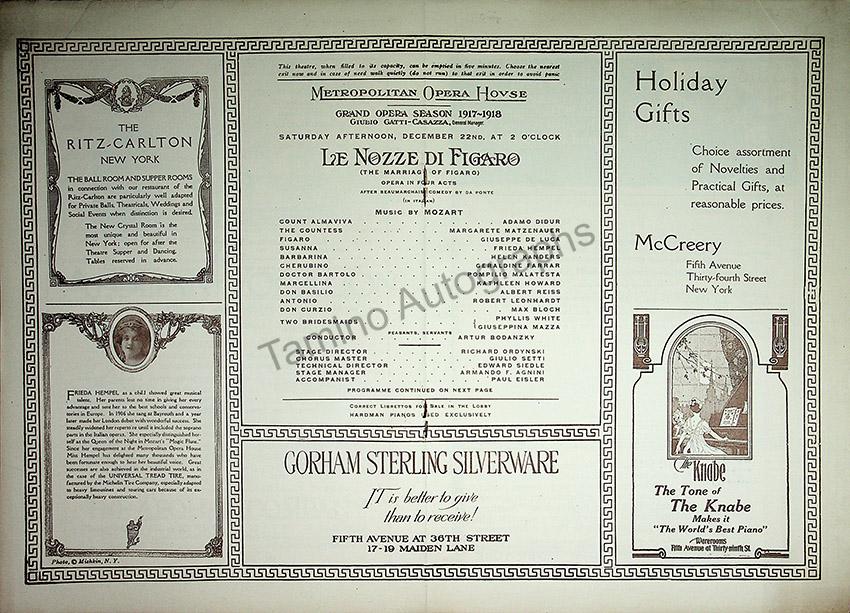 Metropolitan Opera - Program Lot 1910-1918 – Tamino