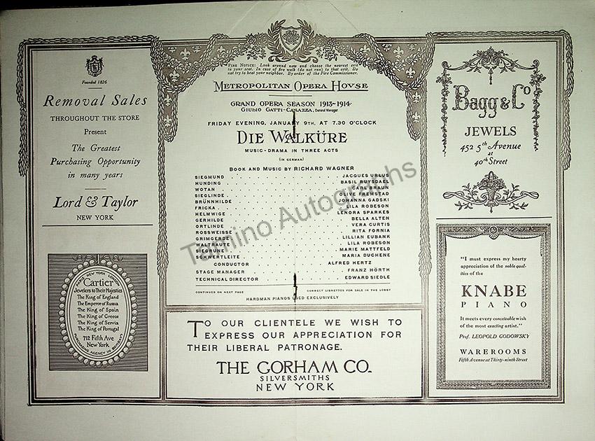 Metropolitan Opera - Program Lot 1910-1918 – Tamino