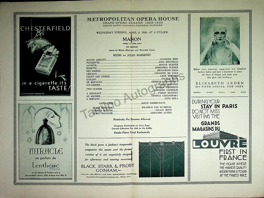 Metropolitan Opera - Program Lot 1920-1930 – Tamino Autographs