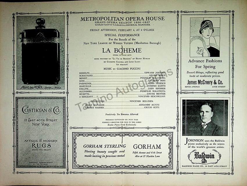 Metropolitan Opera - Program Lot 1920-1930 – Tamino Autographs