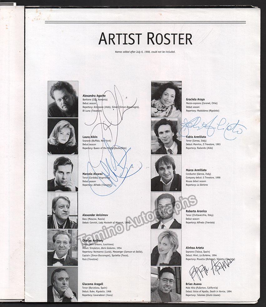 Metropolitan Opera - Season Guide 1998-1999 Signed by Multiple Artists - Tamino