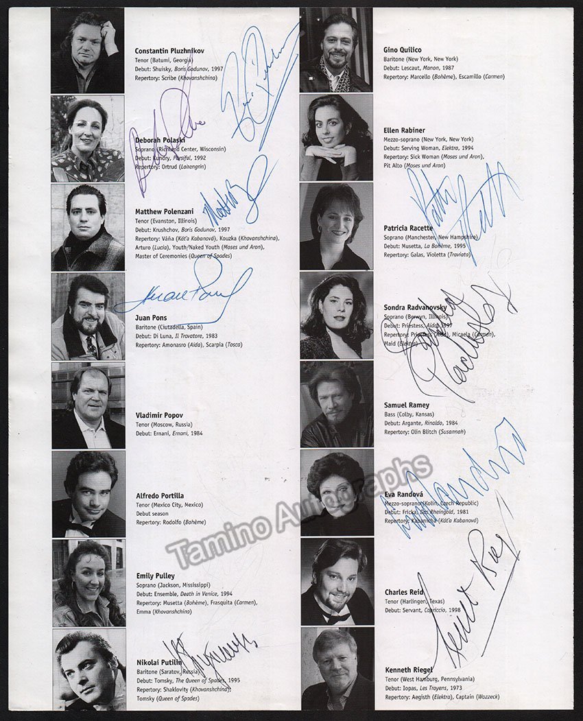 Metropolitan Opera - Season Guide 1998-1999 Signed by Multiple Artists - Tamino