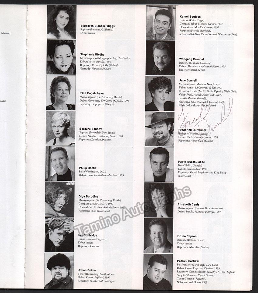 Metropolitan Opera - Season Guide 2001-2002 Signed by Multiple Artists ...