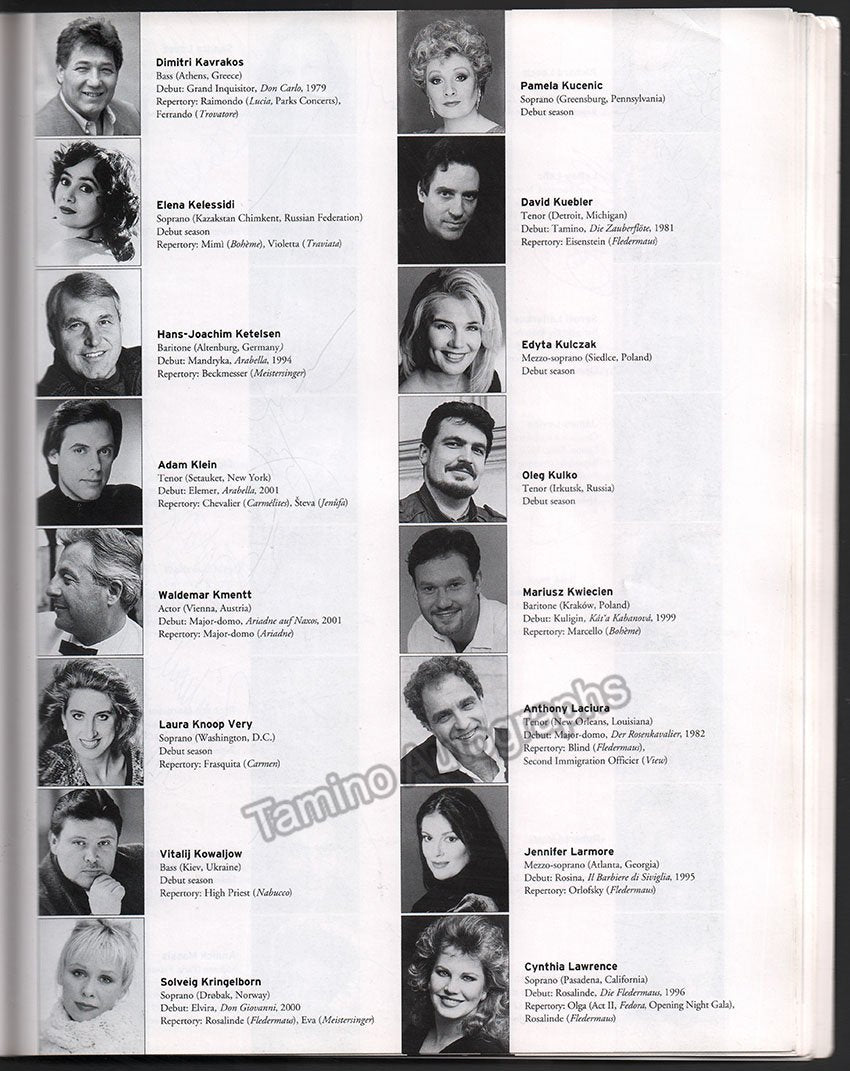 Metropolitan Opera - Season Guide 2002-2003 Signed by Multiple Artists - Tamino