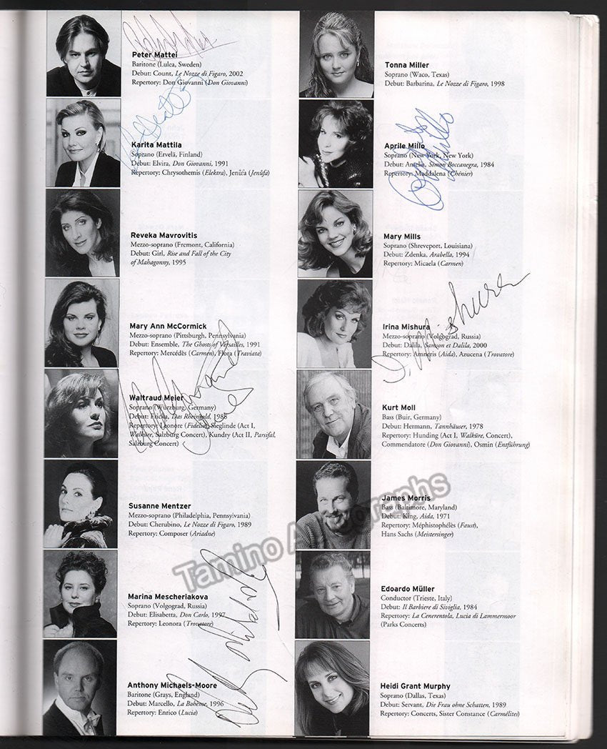 Metropolitan Opera - Season Guide 2002-2003 Signed by Multiple Artists - Tamino