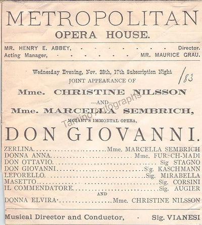 Metropolitan Opera - Set of Clips from the 1st Season 1883-1884