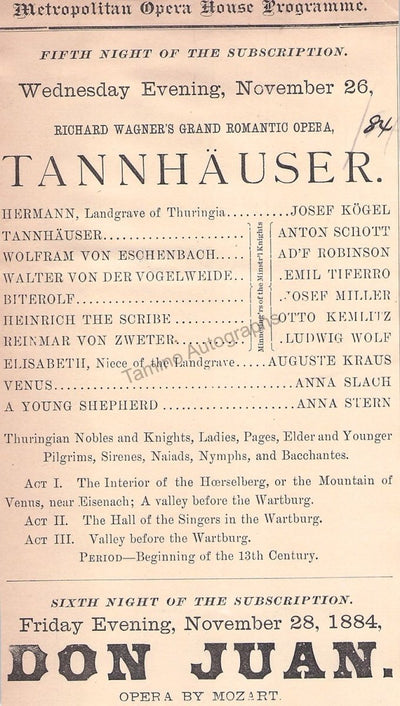 Metropolitan Opera - Set of Clips from the 2nd Season 1884-1885