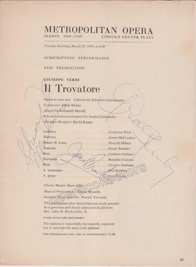 Metropolitan Opera - Signed Cast Pages 1960-1969 (Various Autographs I)