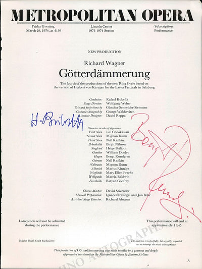 Metropolitan Opera - Signed Cast Pages 1970-1979 (Various Autographs)