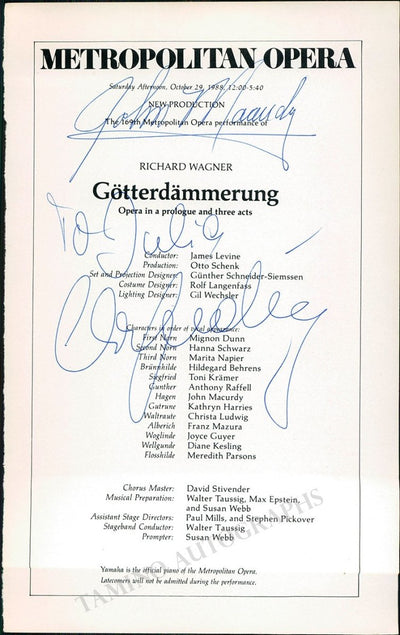 Metropolitan Opera - Signed Cast Pages 1980-1989 (Various Autographs)