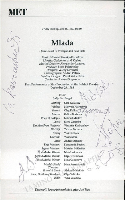 Metropolitan Opera - Signed Cast Pages 1990-2003 (Various Autographs)