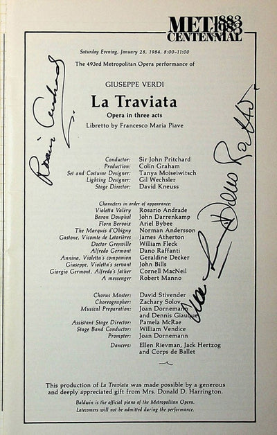 Metropolitan Opera - Signed Opera Programs 1979-1989 (Various Autographs)