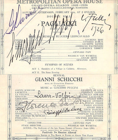 Metropolitan Opera - Signed Program Clips 1909-1963 (Various Autographs)
