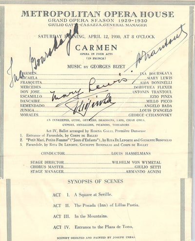 Metropolitan Opera - Signed Program Clips 1909-1963 (Various Autographs)