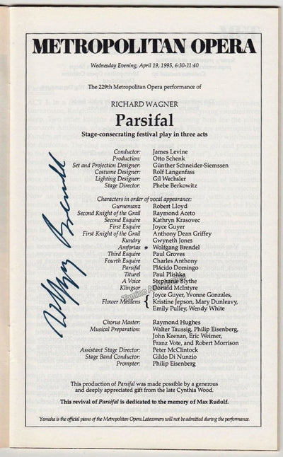 Metropolitan Opera - Signed Opera Programs 1990-1999 (Various Autographs II)