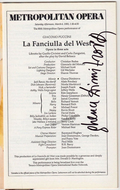 Dimitrova, Ghena in La Fanciulla del West 1993