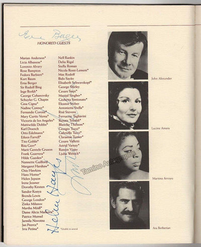 Milanov, Zinka - Berger, Erna - Hayes, Helen - Metropolitan Centennial Signed Program 1983