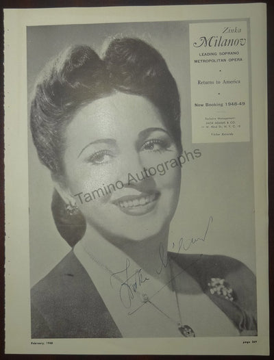 Milanov, Zinka - Signed Advertisement