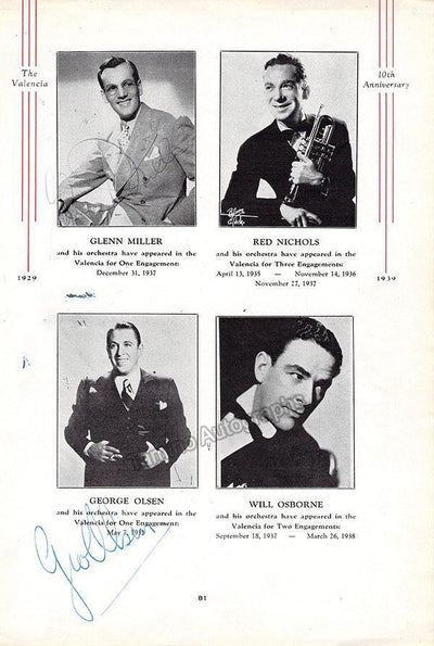 Miller, Glenn - Olsen, George - Double Signed Program Page