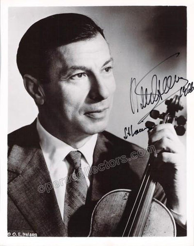 Milstein, Nathan - Signed photo with violin