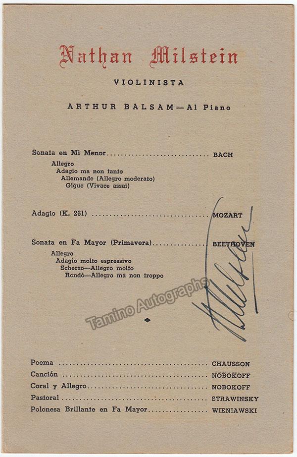 Milstein, Nathan - Signed Program Havana 1948 - Tamino