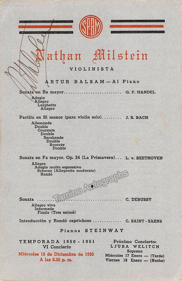 Milstein, Nathan - Signed Program Havana 1950