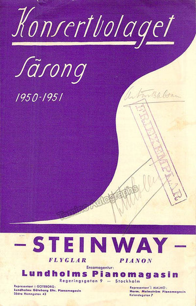 Milstein, Nathan - Signed Programs (Various Options)