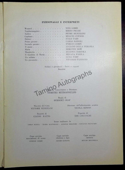 Mitropoulos, Dimitri - Program Wozzeck Teatro La Scala 1951/52