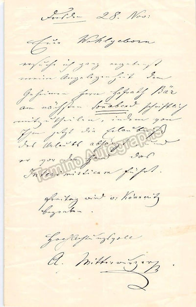 Mitterwurzer, Anton - Autograph Letter Signed