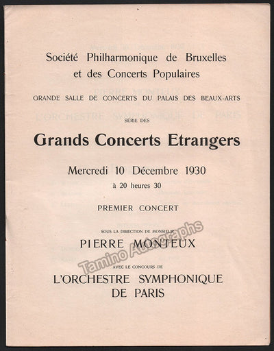 Monteux, Pierre - Concert Program Brussels 1930