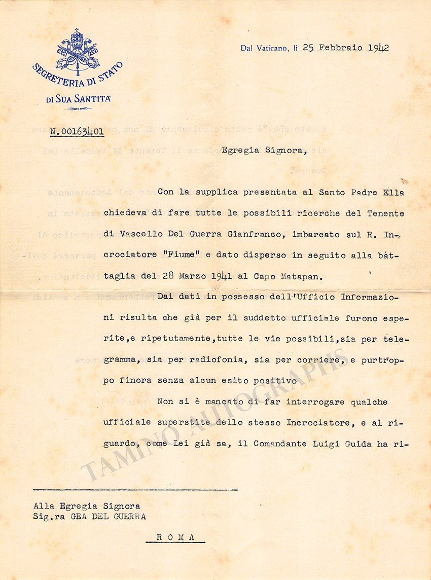 Montini, Giovanni Battista (Pope Paul VI) - Set of two Signed Typed Letters