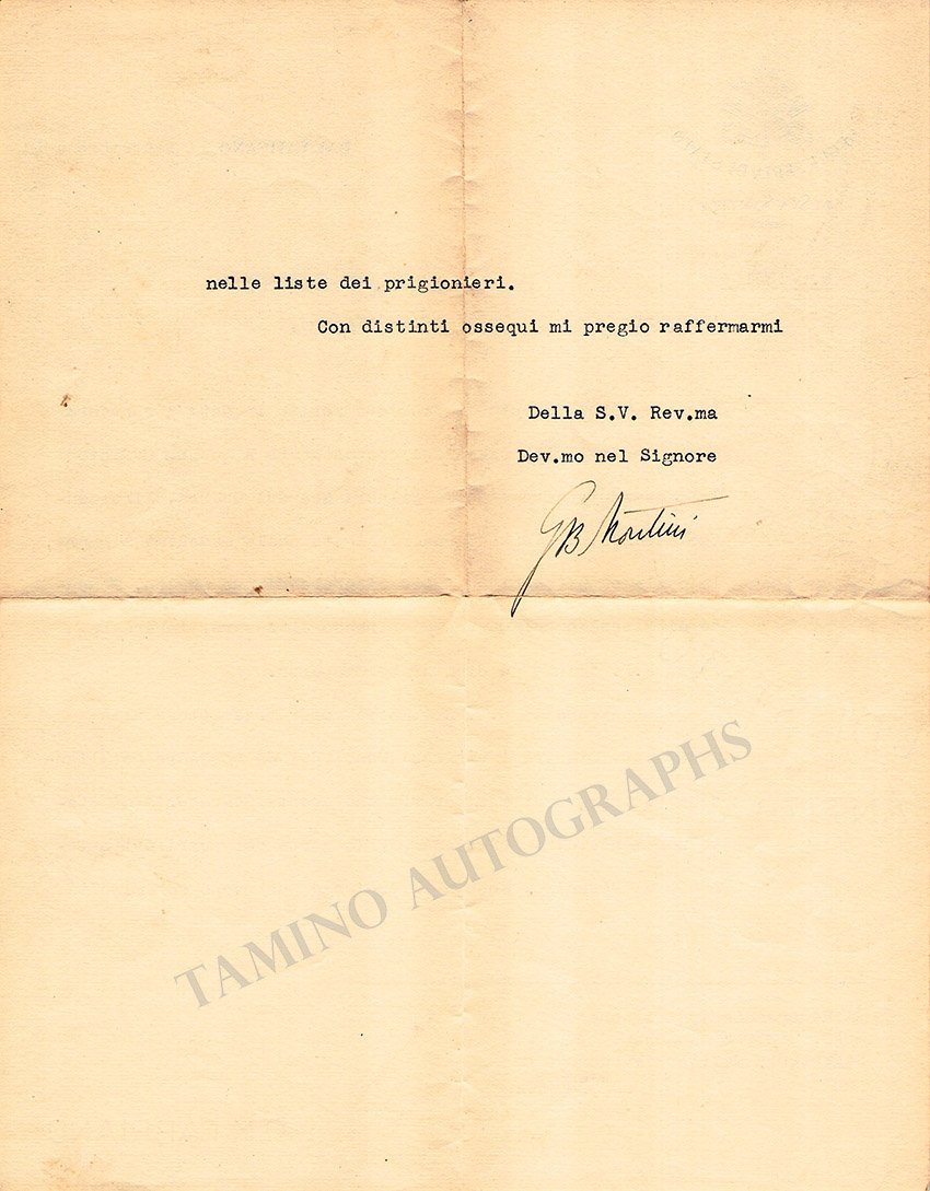 Montini, Giovanni Battista (Pope Paul VI) - Set of two Signed Typed Letters - Tamino