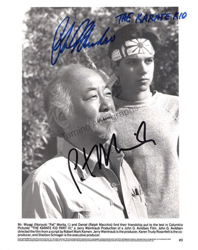 Morita, Pat - Macchio, Ralph - Double Signed Photograph in "The Karate Kid"