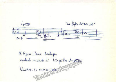 Mortari, Virgilio - Autograph Music Quote Signed 1958