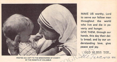Mother Teresa - Signed Photo with Prayer