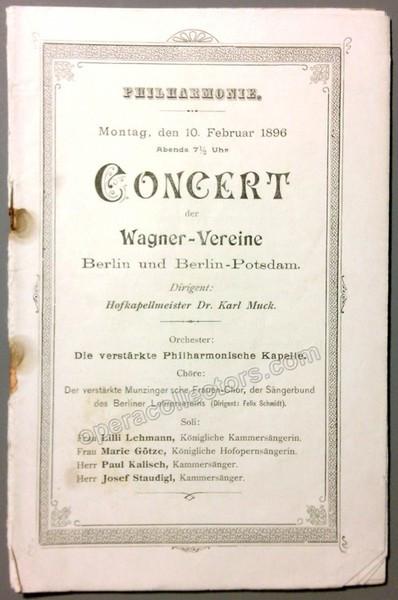 Muck, Karl - Berlin Opera Orchestra Concert 1896 - Lilli Lehmann
