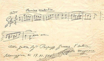 Mugnone, Leopoldo - Autograph Music Quote Signed 1916
