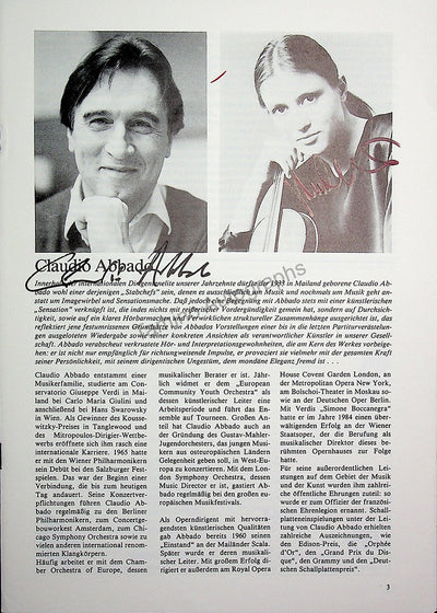 Mullova, Viktoria - Abbado, Claudio - Double Signed Program Bonn 1987