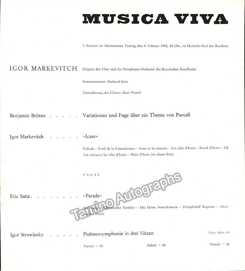 Musica Viva Festival - Bavarian State Opera and Radio - Lot of 8 Programs 1952-1962 - Tamino