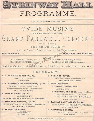Musin, Ovide - Concert Program Clip 1885