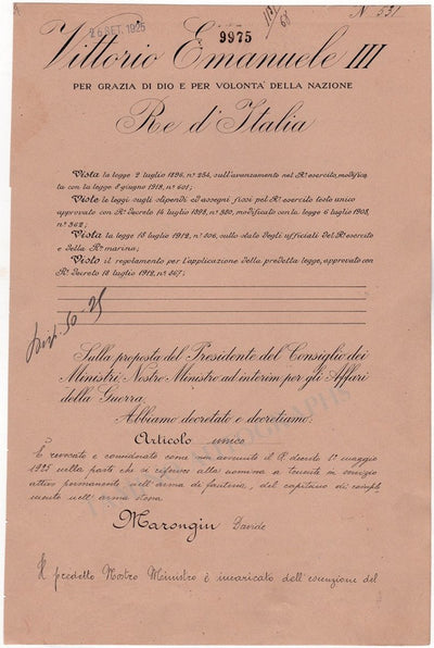 Mussolini, Benito - Emanuele III, Vittorio - Double Signed Document