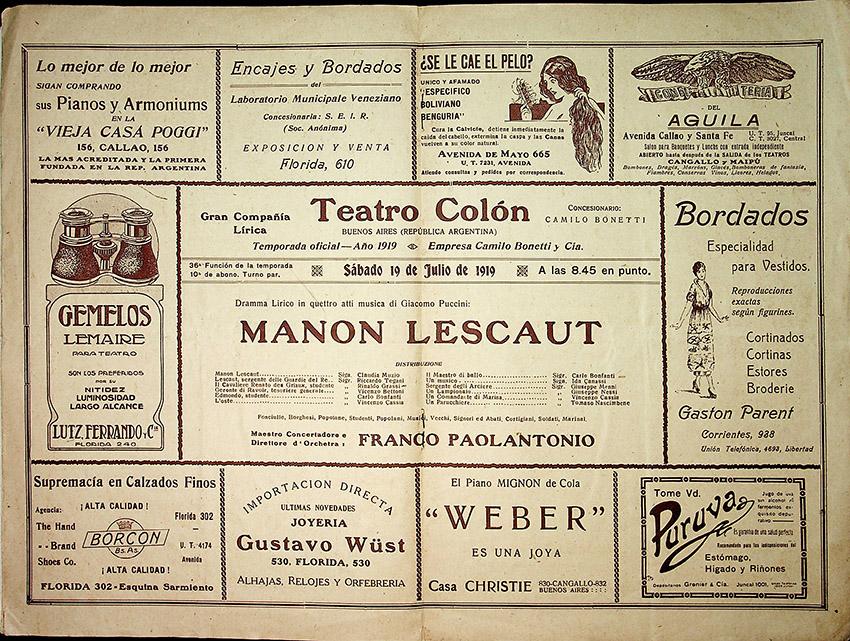 Muzio, Claudia - Teatro Colón Program Lot 1919-1934 - Tamino