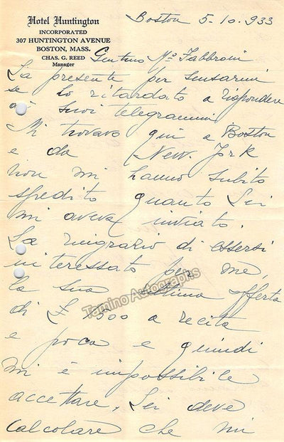Nava, Ettore - Autograph Letter Signed