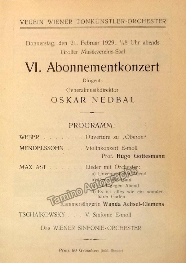 Nebdal, Oskar - Gottesmann, Hugo - Program Vienna 1929 - Tamino