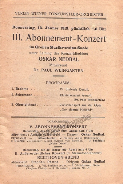 Nedbal, Oskar - Four Programs 1912-1919
