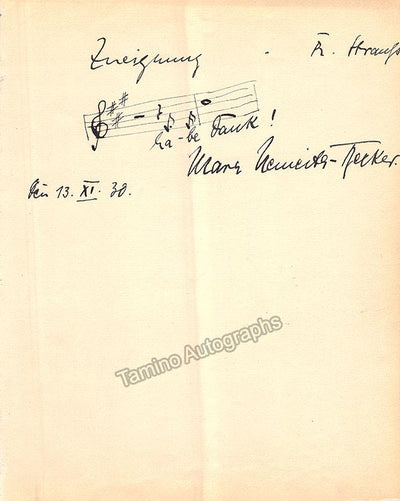 Nemeth, Maria - Autograph Music Quote Signed 1930