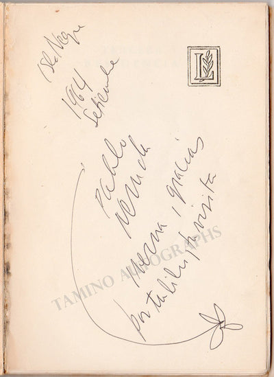 Neruda, Pablo - Signed Book "Tercera Residencia" 1964