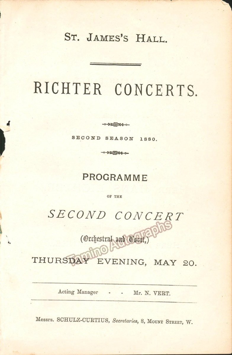 Neruda, Wilma - Concert Program London 1880 - Hans Richter - Tamino