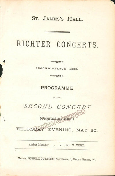 Neruda, Wilma - Concert Program London 1880 - Hans Richter