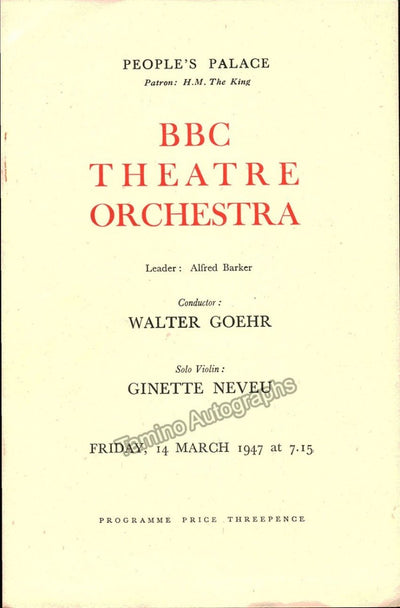 Neveu, Ginette - London Concert Program 1947